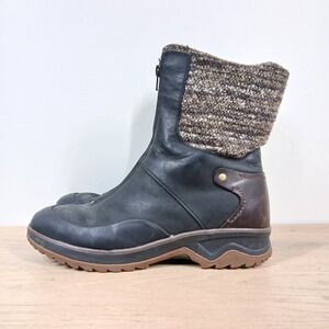 Merrell Boots Women 10 Black Leather Insulated Zip Front Winter Outdoor